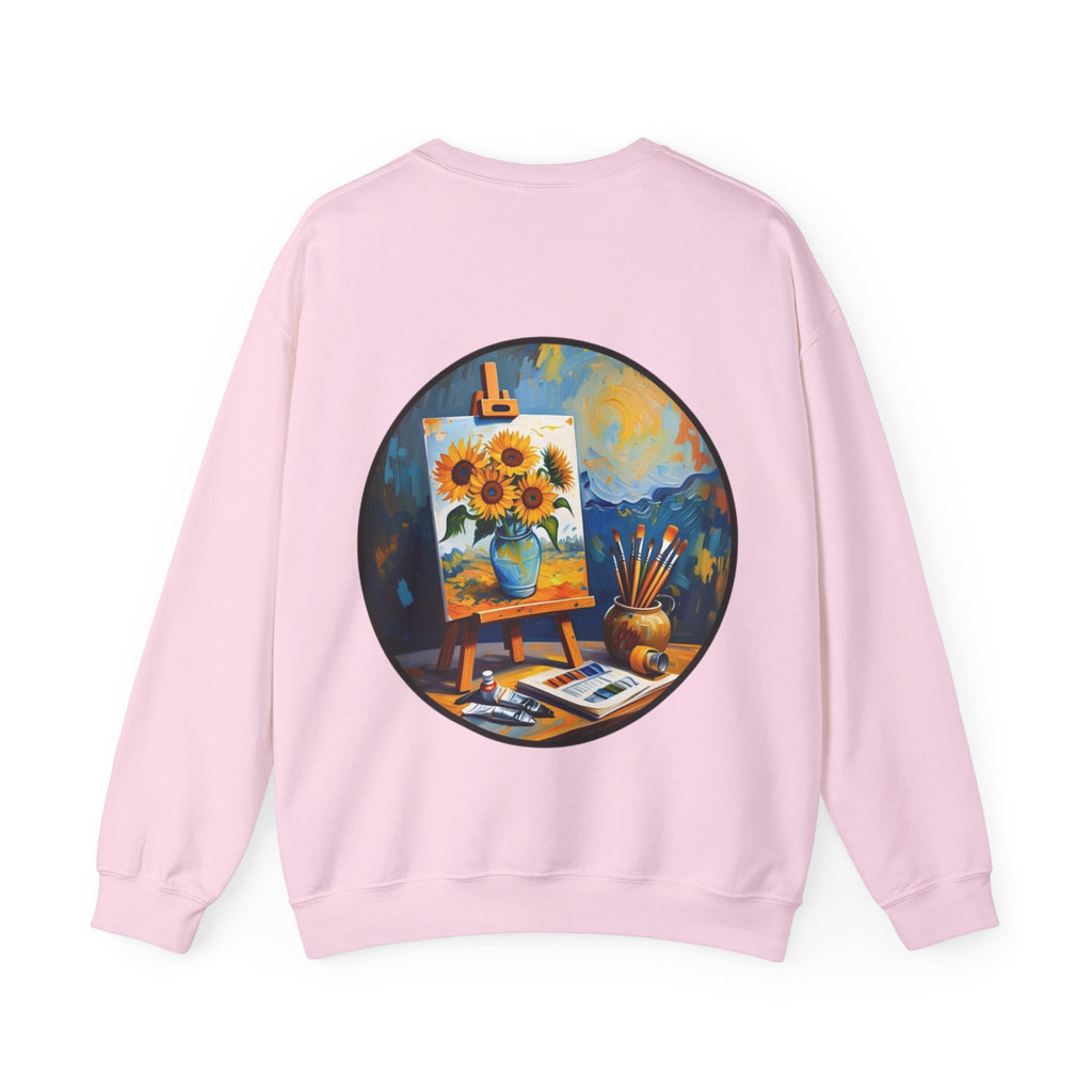 ORVIAN — Van Gogh Starry Night Sunflower & Artist Easel Crewneck, Art-Inspired Sweatshirt