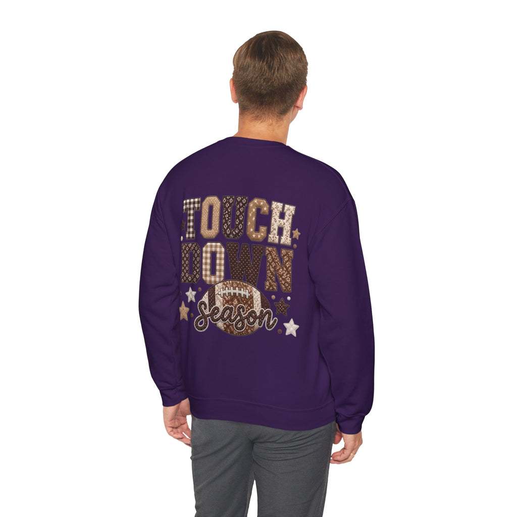 ORVIAN — Touchdown Season Football Bow Crewneck, Sparkle Game Day Sporty Unisex Heavy Blend
