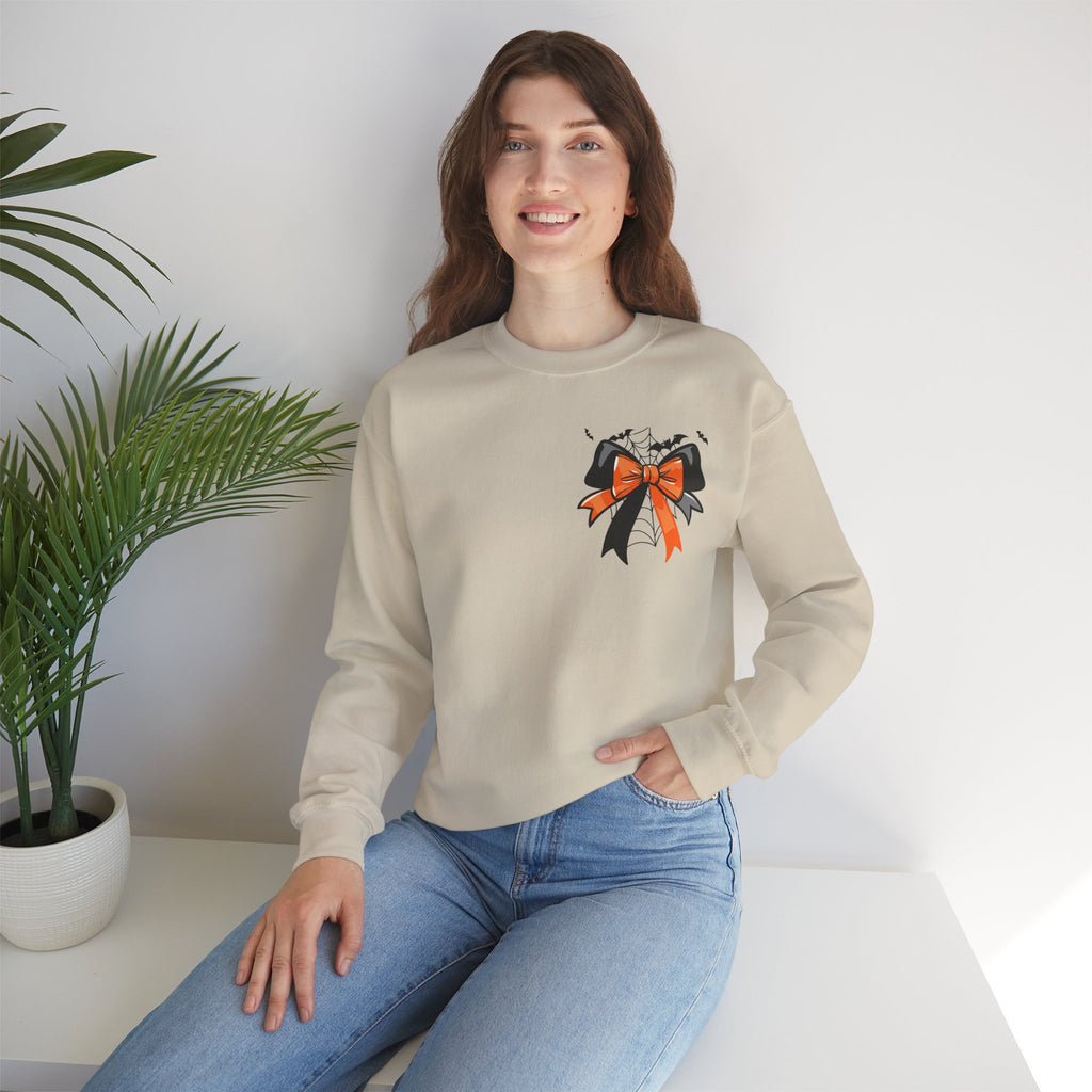 ORVIAN — Coquette Ghost & Bow Halloween Crewneck, Lace Ghost Pumpkin Unisex Sweatshirt
