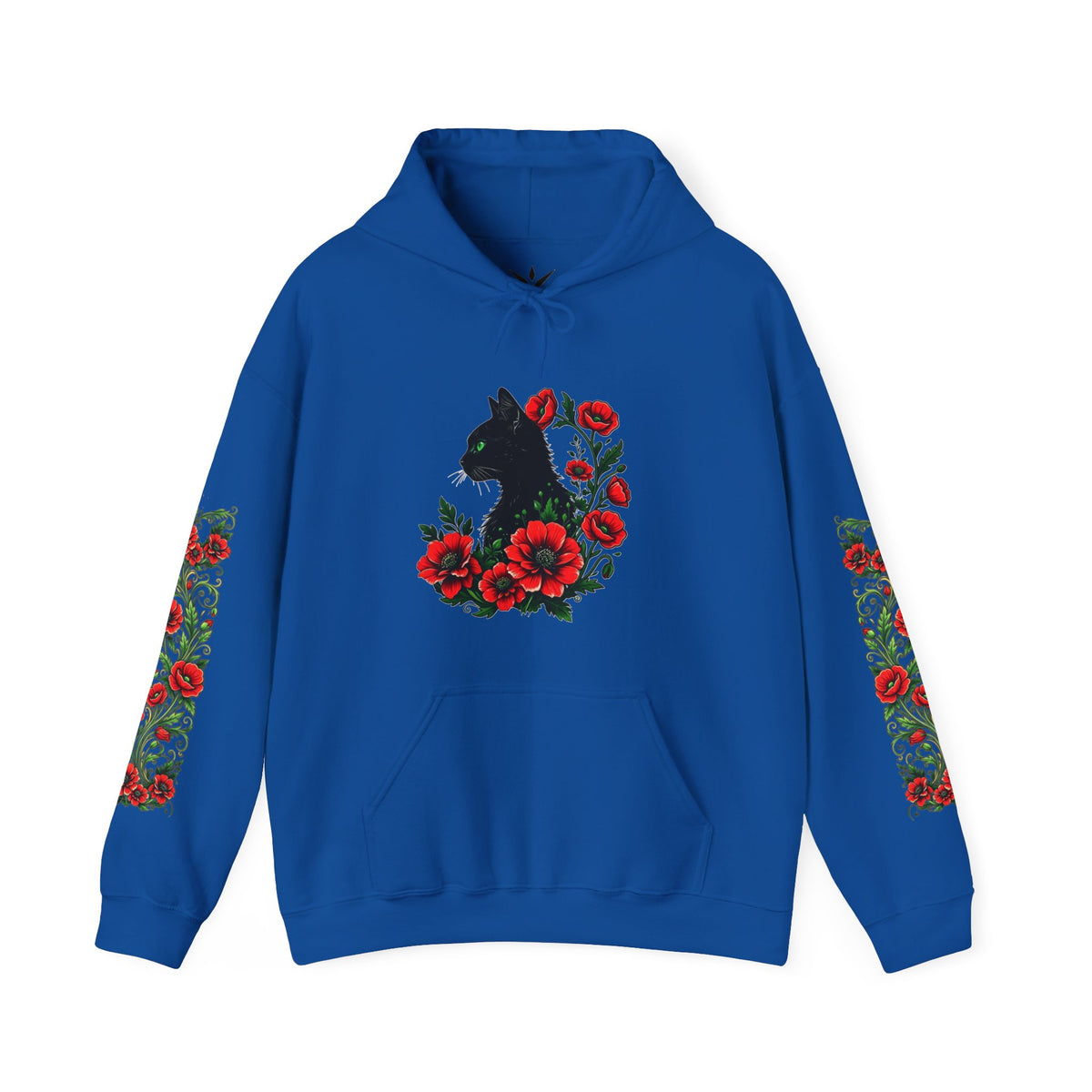 ORVIAN — Black Cat & Red Poppies Unisex Heavy Blend Hoodie