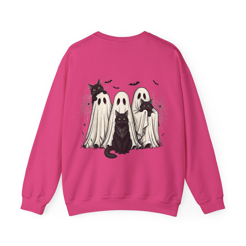 ORVIAN — Halloween Cats & Ghosts Crewneck, Spooky Cute Black Cat Unisex Sweatshirt
