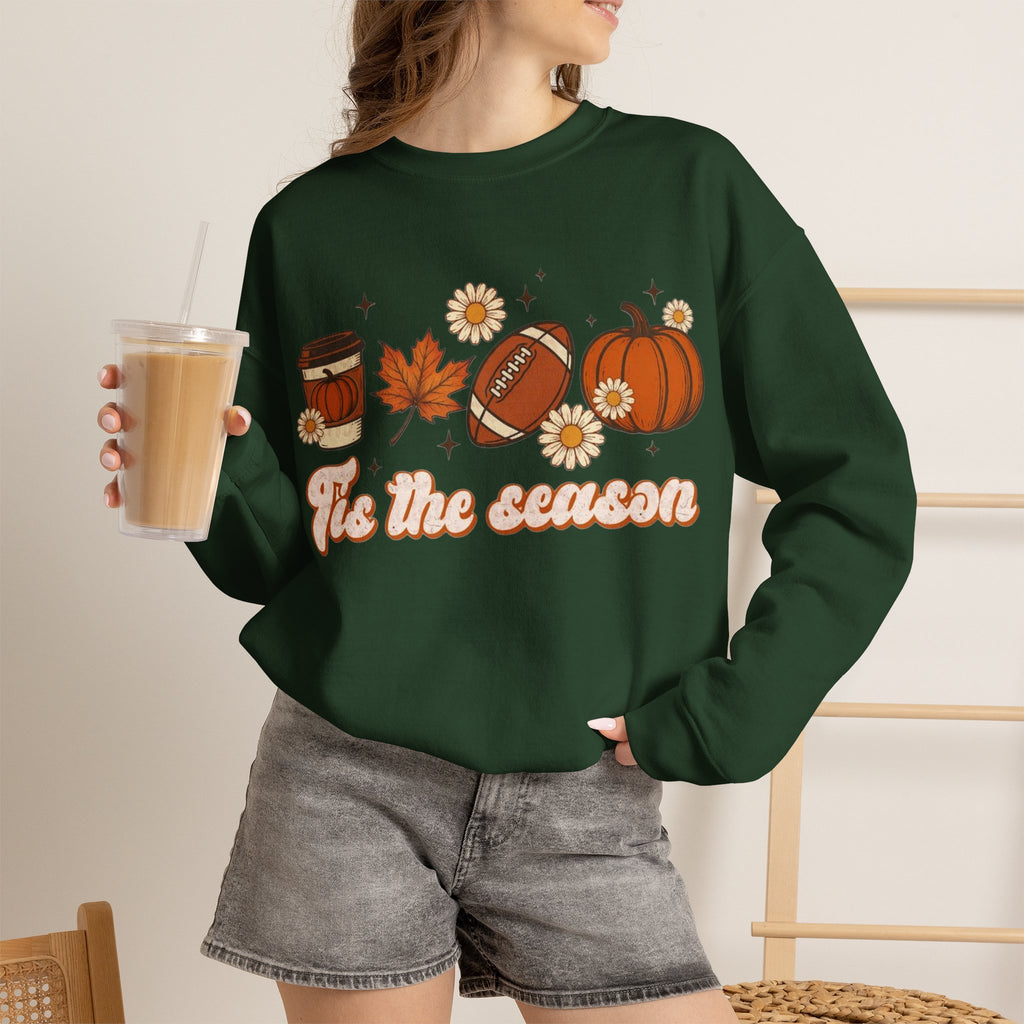 ORVIAN — ’Tis the Season Fall & Football Crewneck, Fall Sweet Fall Daisy Unisex Heavy Blend