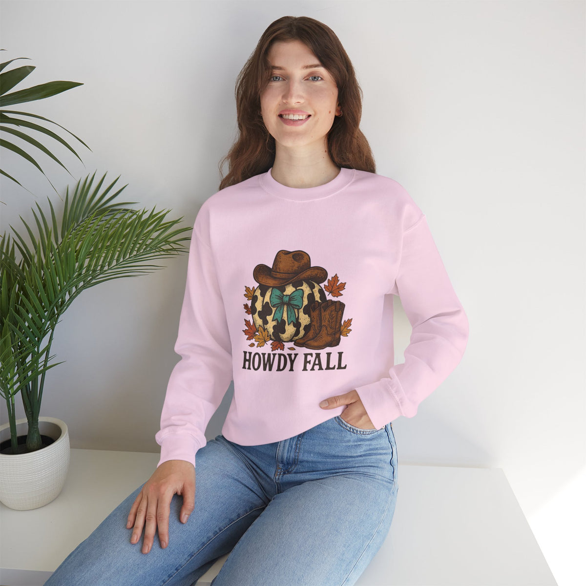 ORVIAN — Howdy Fall Wéstern Pumpkin & Ghost Cow Crewneck, Moo I Mean Boo Halloween Unisex