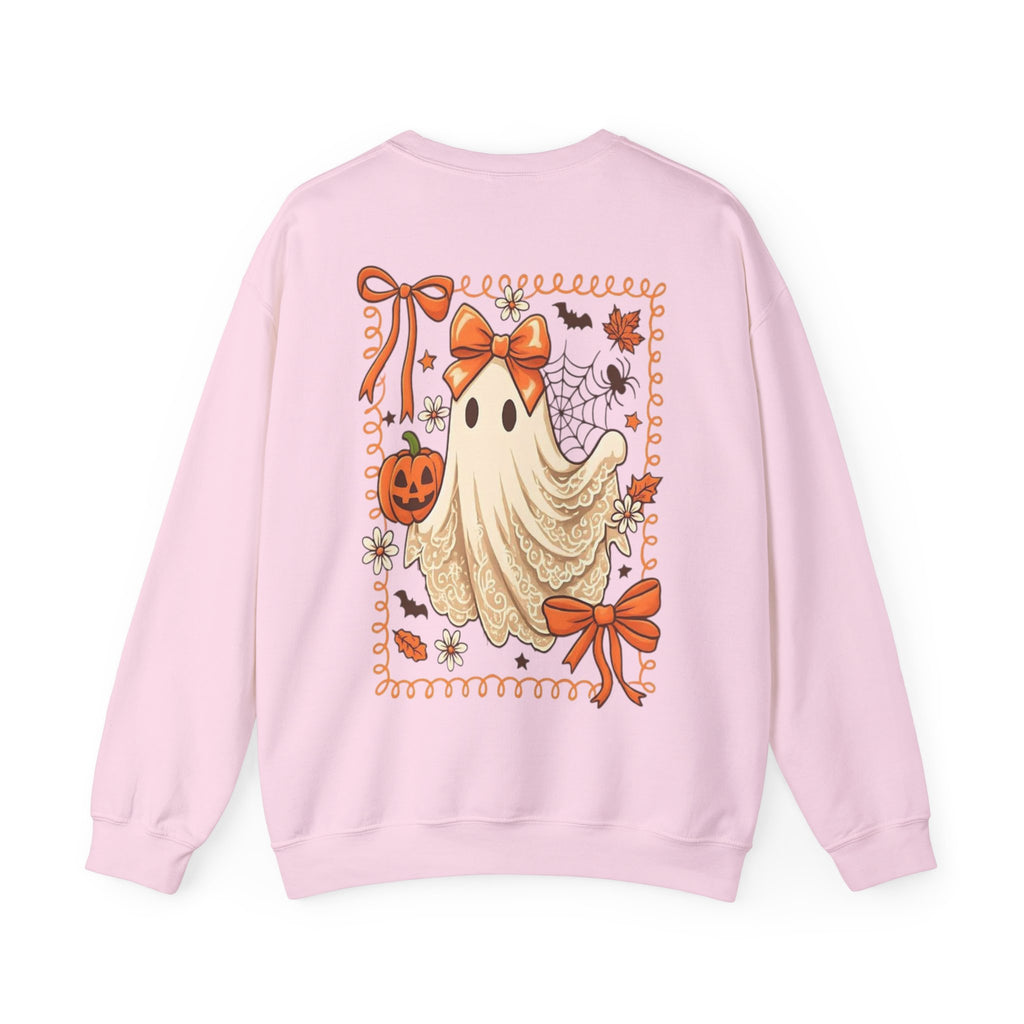 ORVIAN — Coquette Ghost & Bow Halloween Crewneck, Lace Ghost Pumpkin Unisex Sweatshirt