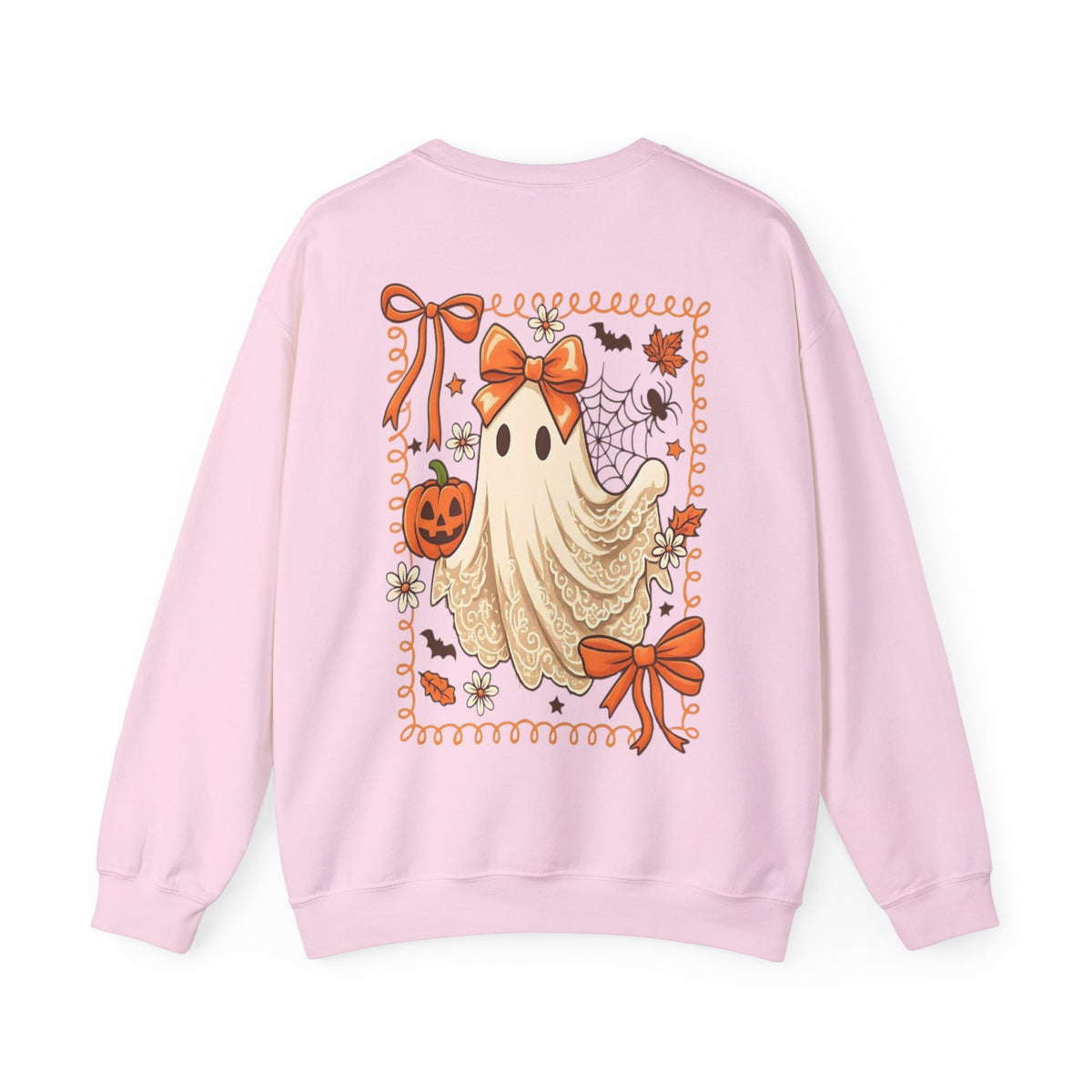 ORVIAN — Coquette Ghost & Bow Halloween Crewneck, Lace Ghost Pumpkin Unisex Sweatshirt