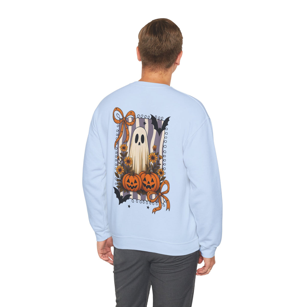 ORVIAN — Spooky & Sweet Ghost Crewneck, Coquette Bow Heart Halloween Unisex Sweatshirt
