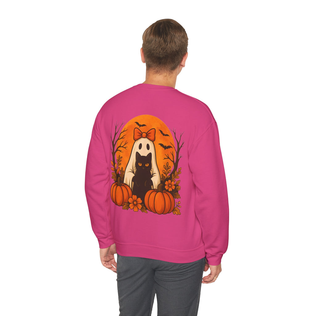 ORVIAN — Black Cat & Pumpkin Halloween Crewneck, Ghost & Coquette Bow Unisex Heavy Blend