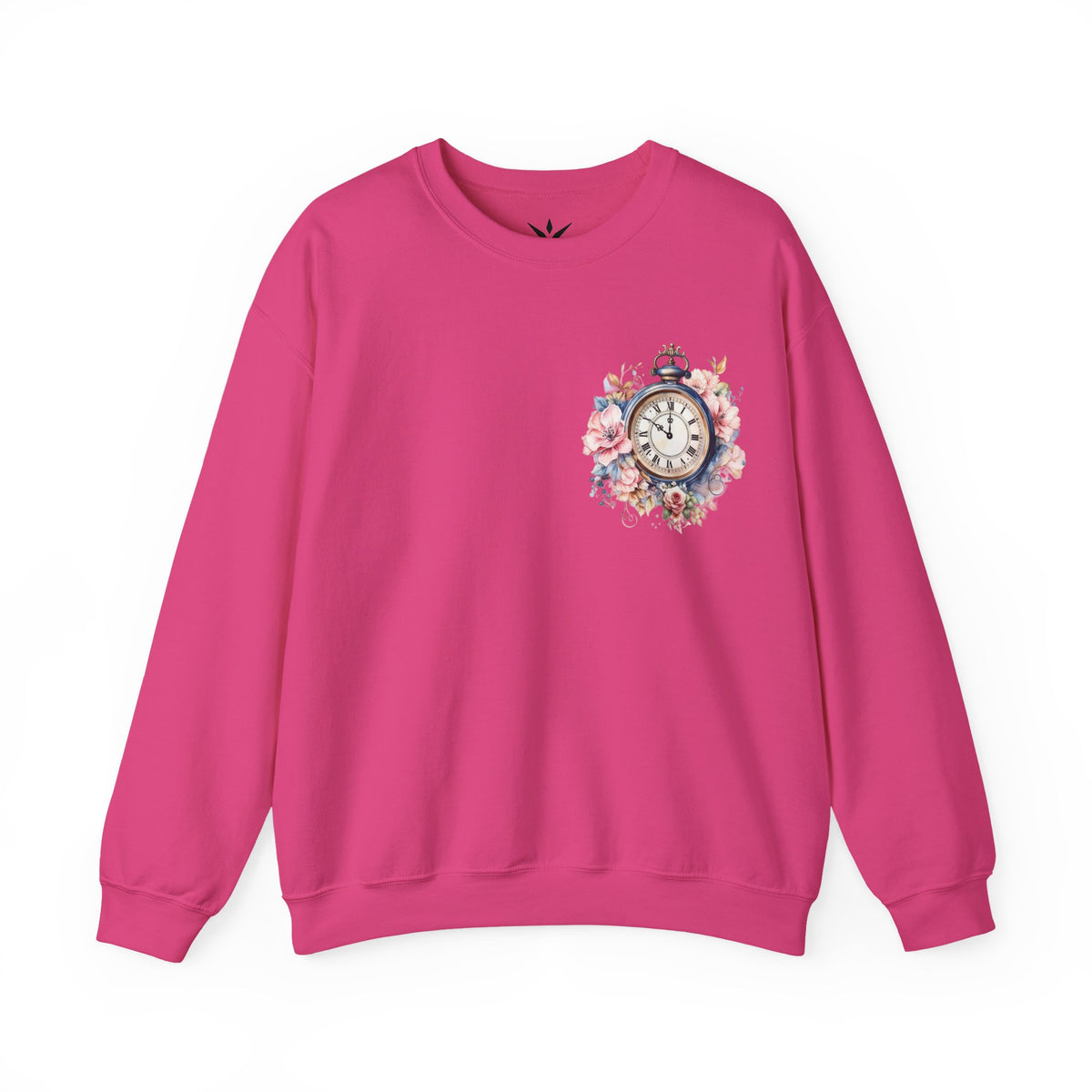 ORVIAN — Blue Watercolor Floral Book Crewneck, Open Book Wildflower Literary Unisex Heavy Blend