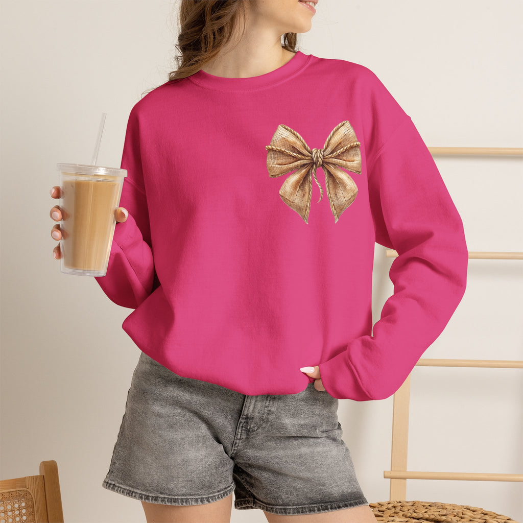 ORVIAN — Coquette Fall Bow & Football Crewneck, Pumpkin Spice Game Day Unisex Heavy Blend