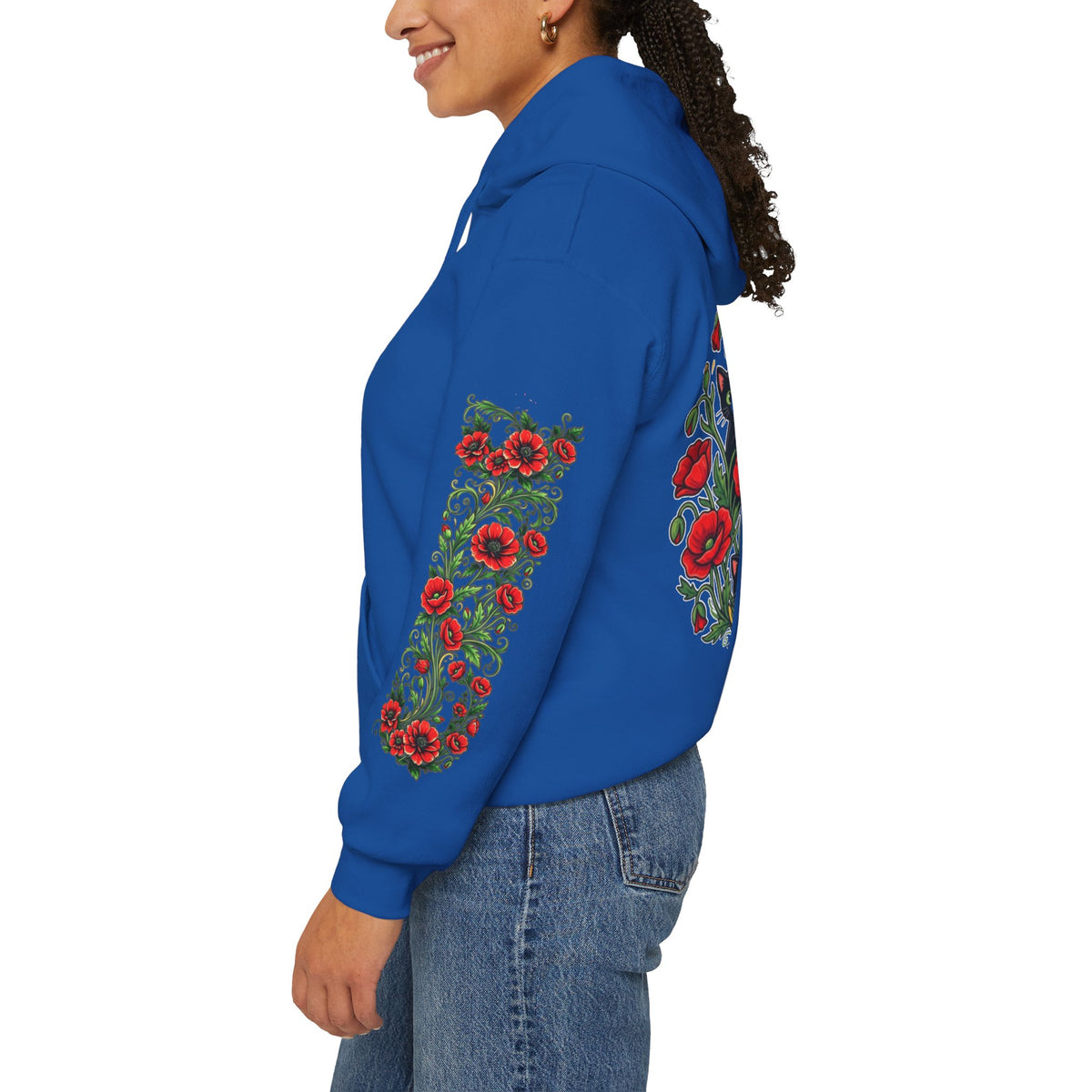 ORVIAN — Black Cat & Red Poppies Unisex Heavy Blend Hoodie