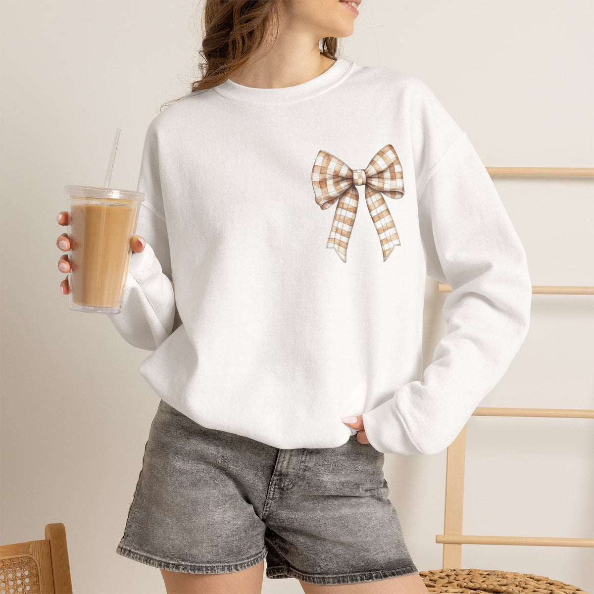 ORVIAN — Touchdown Season Football Bow Crewneck, Sparkle Game Day Sporty Unisex Heavy Blend