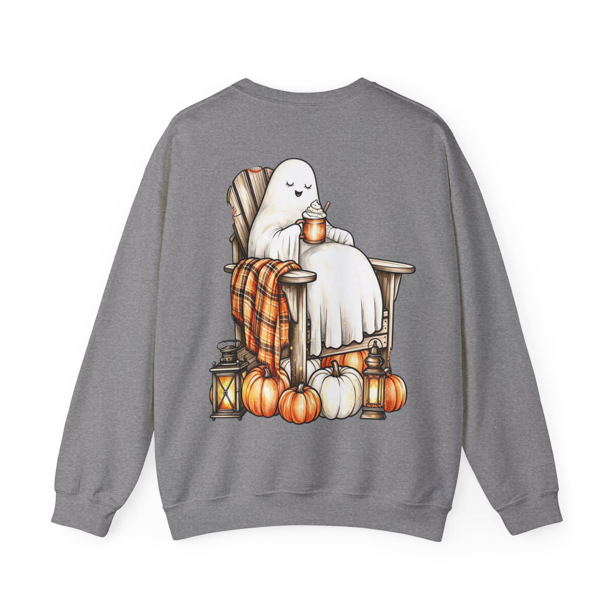 ORVIAN — Ghostly Coffee Break Coquette Bow Crewneck, Cozy Pumpkin Spice Halloween Unisex