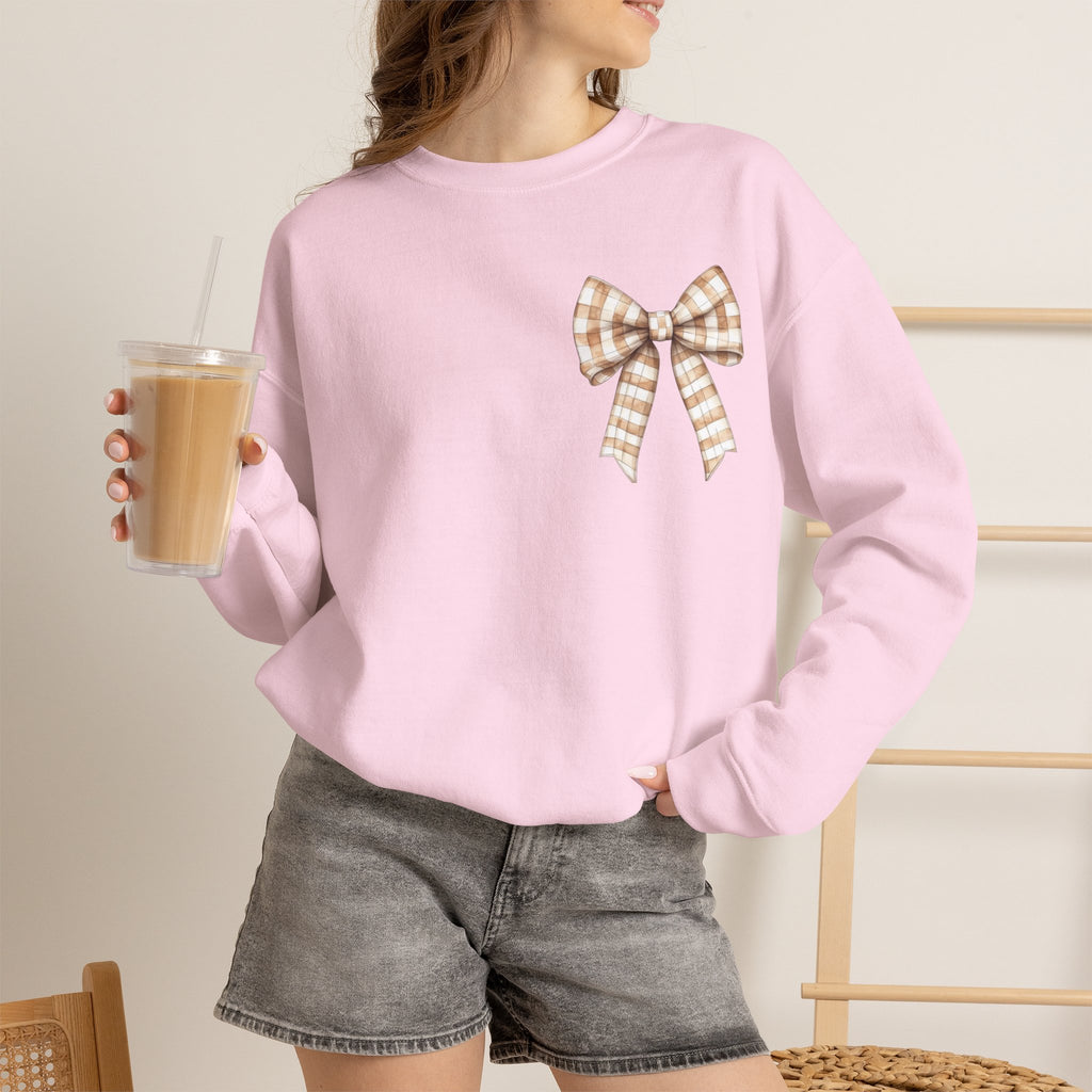 ORVIAN — Touchdown Season Football Bow Crewneck, Sparkle Game Day Sporty Unisex Heavy Blend