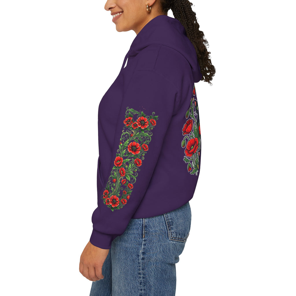 ORVIAN — Black Cat & Red Poppies Unisex Heavy Blend Hoodie