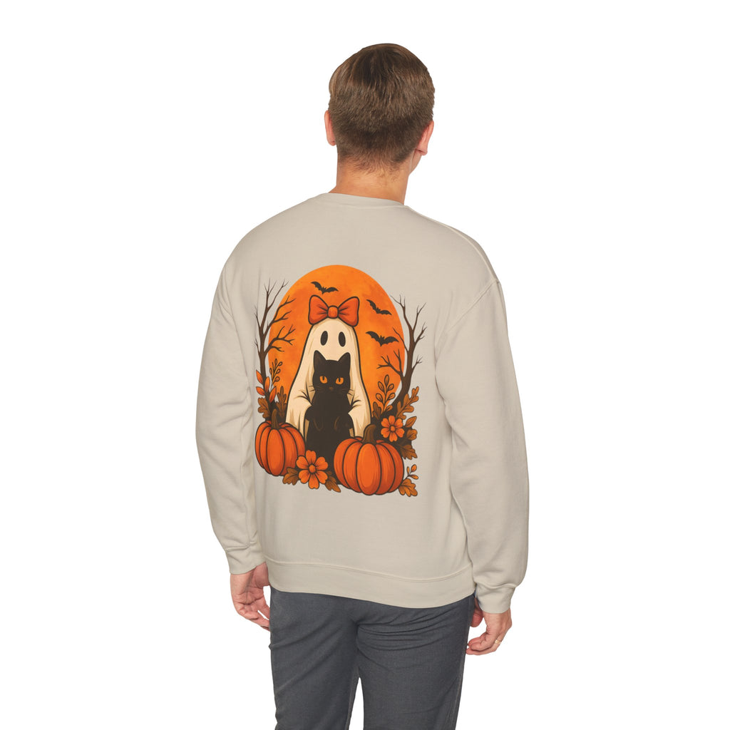 ORVIAN — Black Cat & Pumpkin Halloween Crewneck, Ghost & Coquette Bow Unisex Heavy Blend