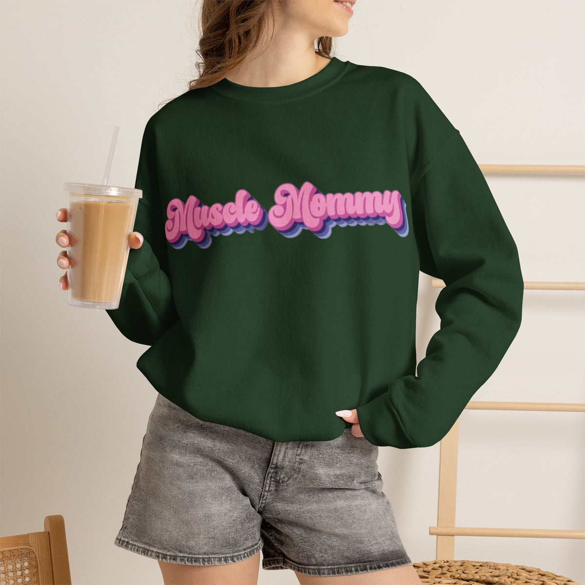 ORVIAN — Muscle Mommy Girls Just Wanna Have Guns Crewneck, Bold Feminine Typography Unisex