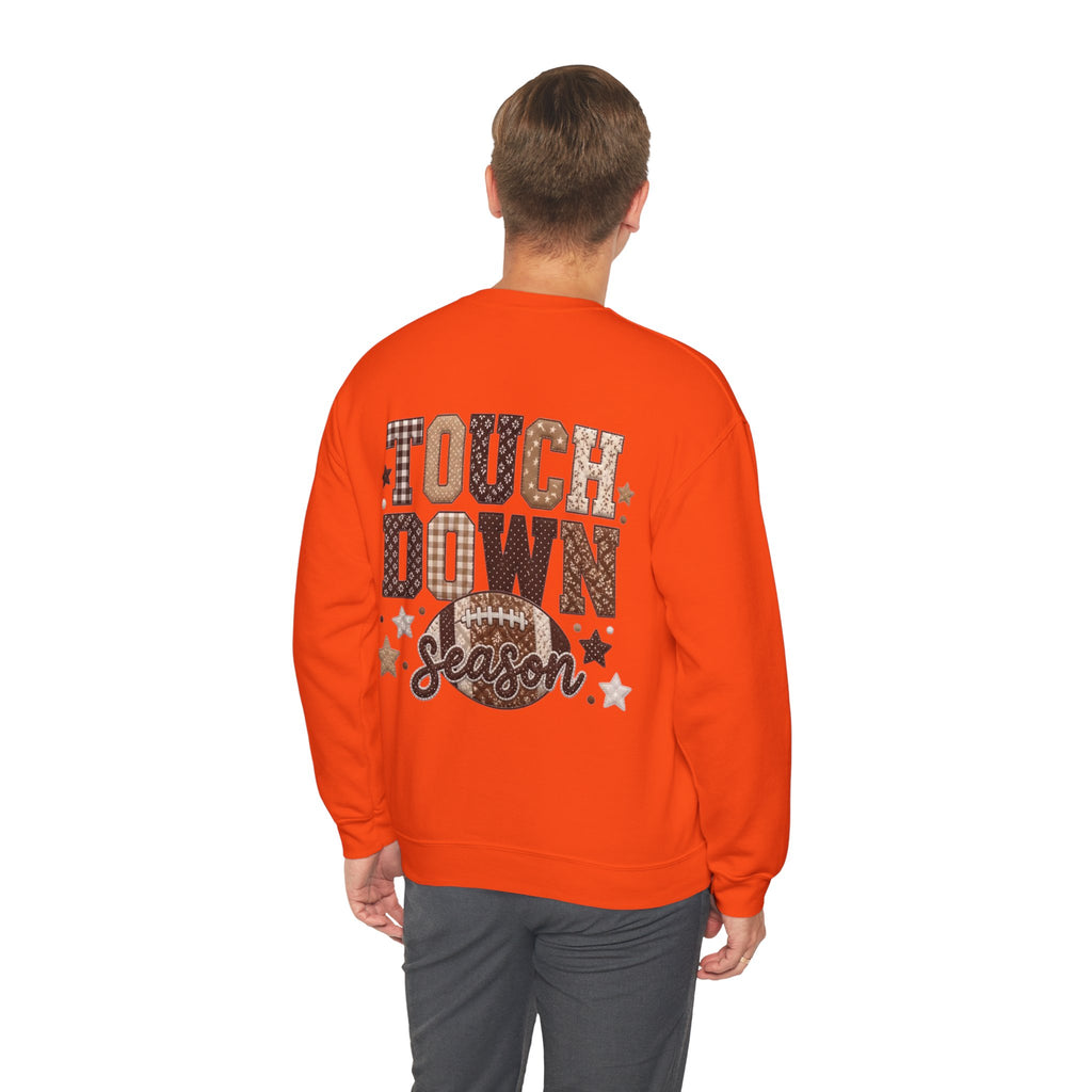 ORVIAN — Touchdown Season Football Bow Crewneck, Sparkle Game Day Sporty Unisex Heavy Blend