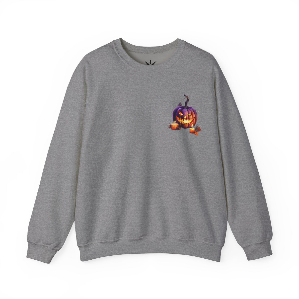 ORVIAN — Watercolor Haunted Castle Halloween Crewneck, Purple Jack-o'-Lantern Unisex Heavy Blend