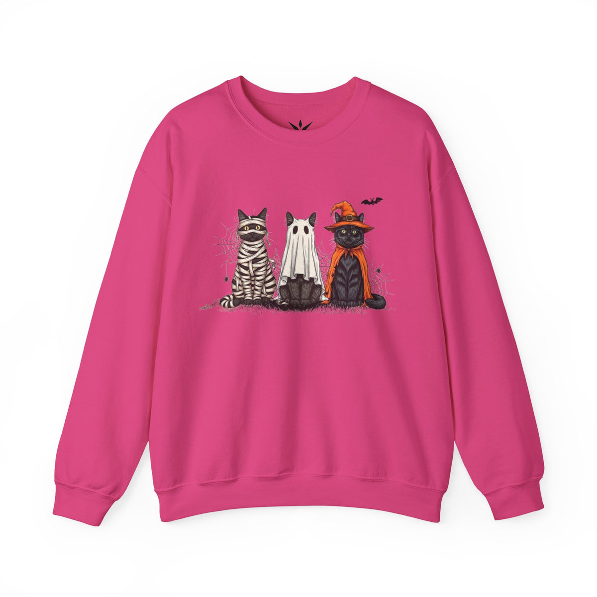 ORVIAN — Halloween Cats & Ghosts Crewneck, Spooky Cute Black Cat Unisex Sweatshirt