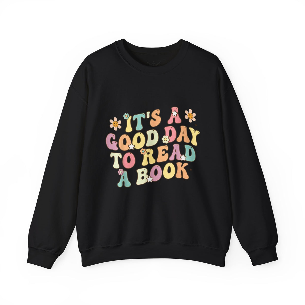 ORVIAN — Good Day to Read a Book Crewneck, Retro Floral Book Lover Sweatshirt Unisex Heavy Blend