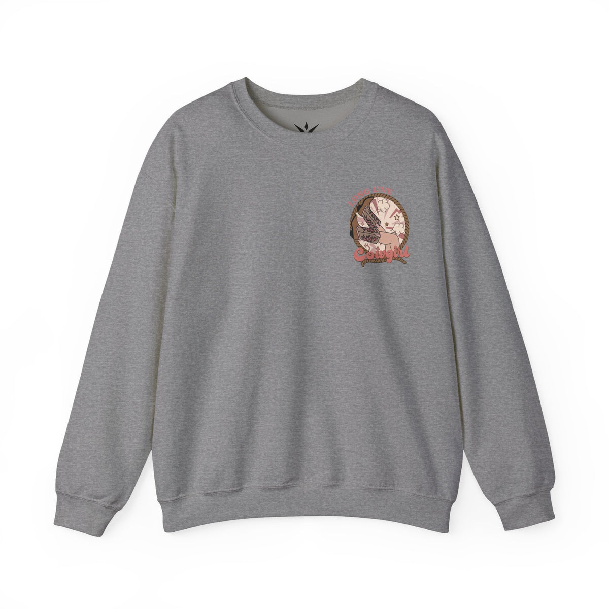 ORVIAN — Howdy Cowgirls Western Crewneck, Leopard Lightning Bolt & Cowgirl Boots Unisex Heavy Blend