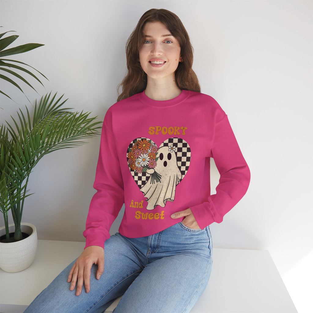 ORVIAN — Spooky & Sweet Ghost Crewneck, Coquette Bow Heart Halloween Unisex Sweatshirt