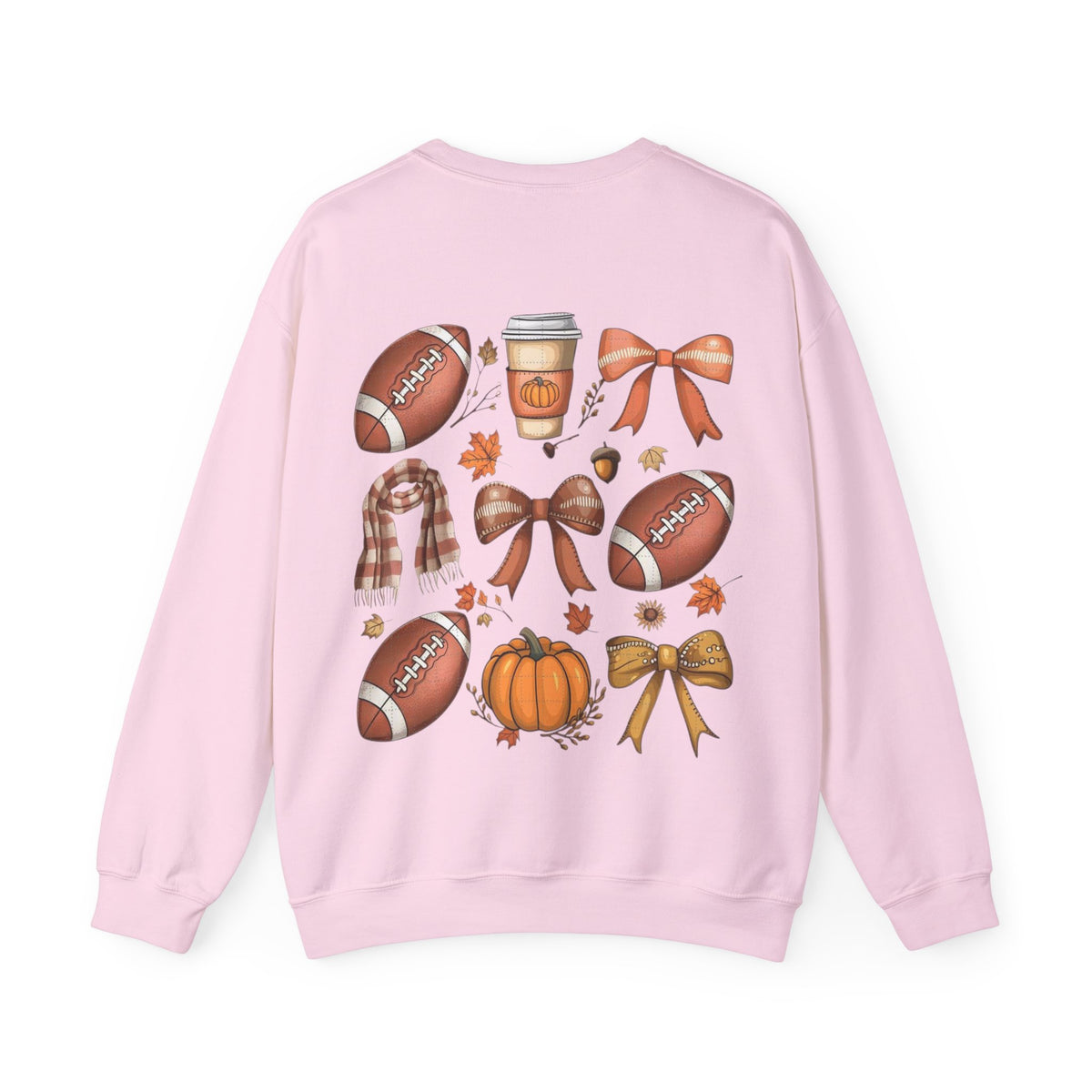 ORVIAN — Coquette Fall Bow & Football Crewneck, Pumpkin Spice Game Day Unisex Heavy Blend