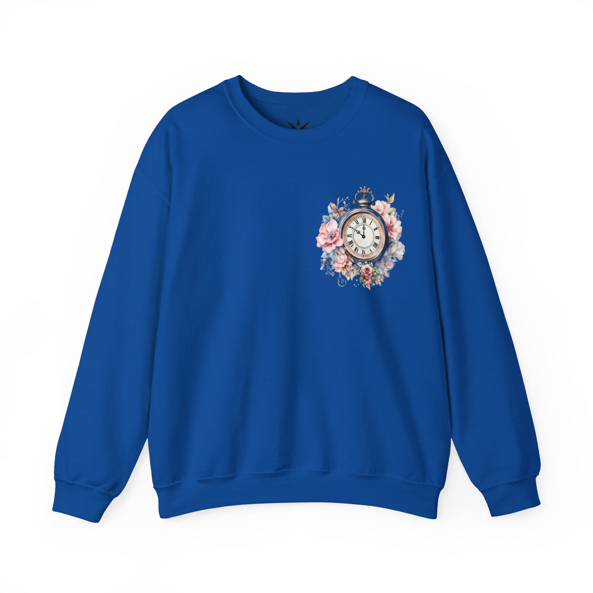 ORVIAN — Blue Watercolor Floral Book Crewneck, Open Book Wildflower Literary Unisex Heavy Blend