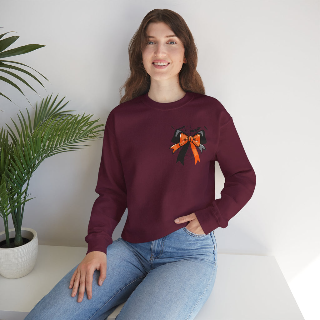 ORVIAN — Coquette Ghost & Bow Halloween Crewneck, Lace Ghost Pumpkin Unisex Sweatshirt