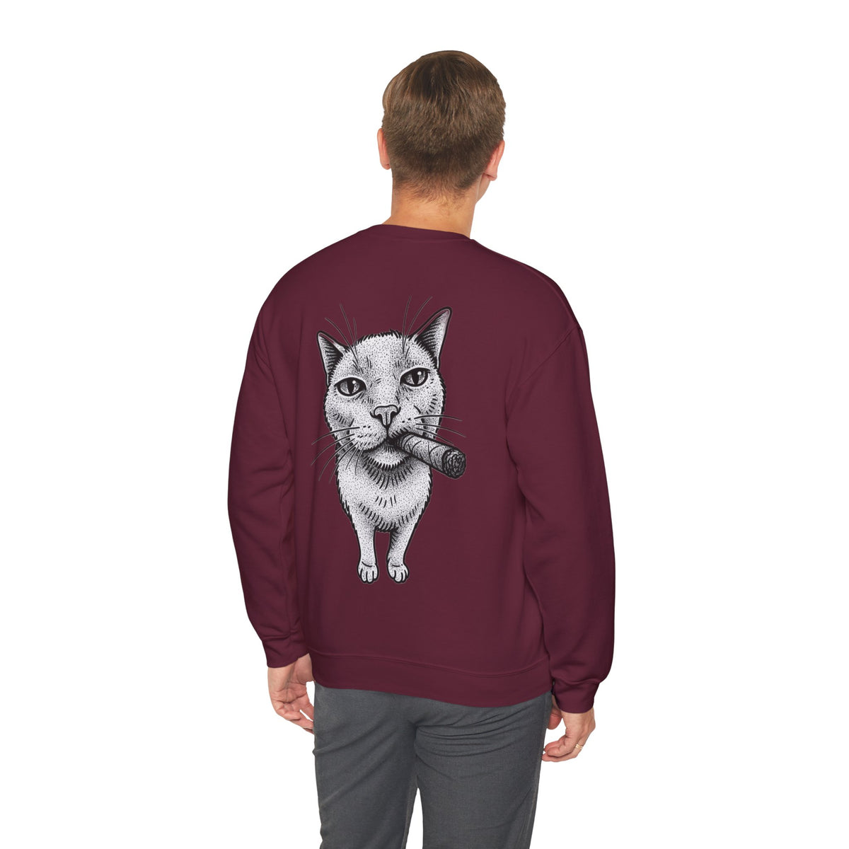 ORVIAN — Chaos Cat Crewneck, Reversed Lettering & Rebel Cat Graphic Unisex Heavy Blend