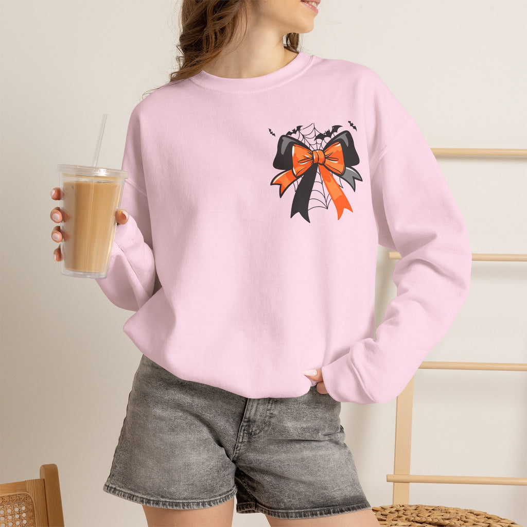 ORVIAN — Coquette Ghost & Bow Halloween Crewneck, Lace Ghost Pumpkin Unisex Sweatshirt