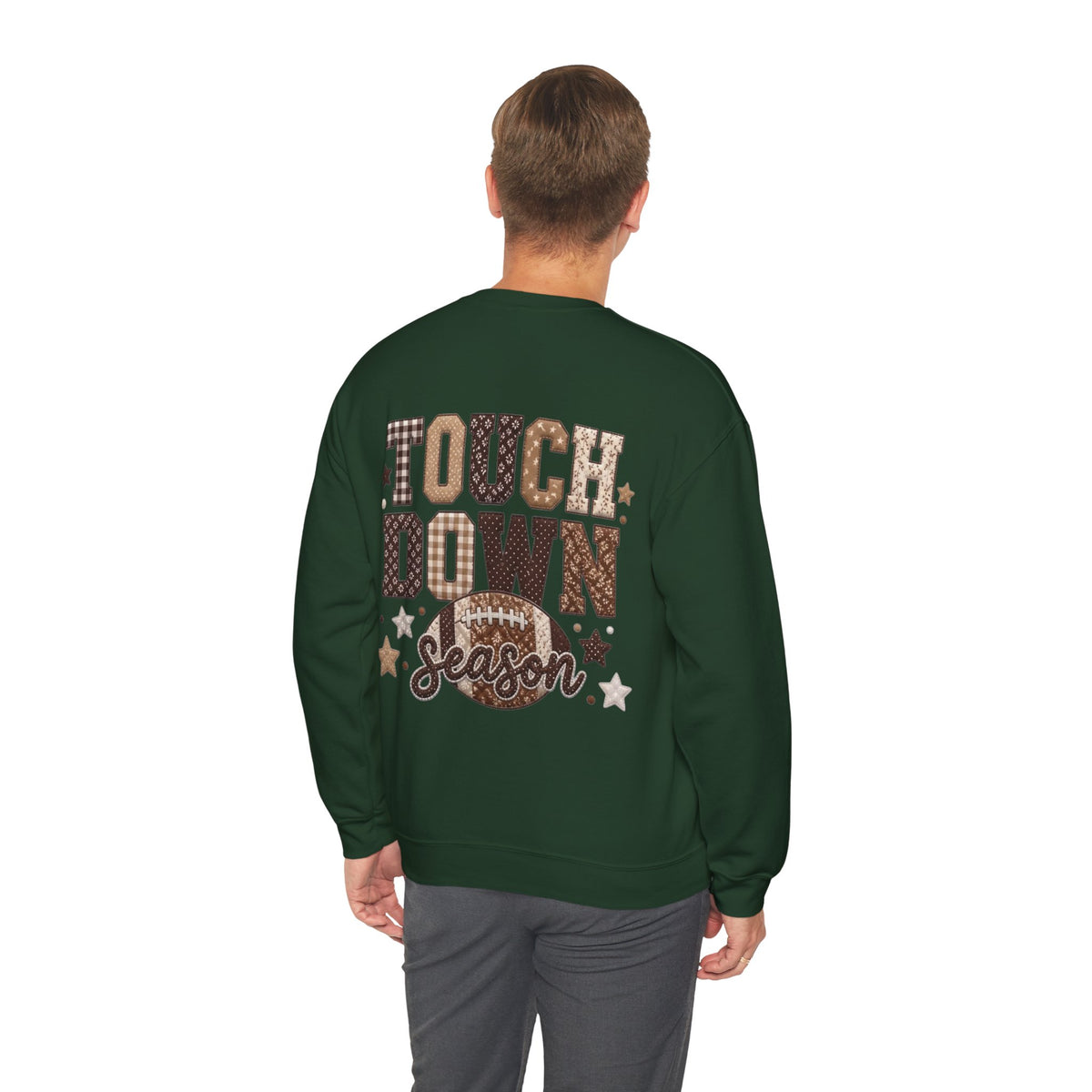 ORVIAN — Touchdown Season Football Bow Crewneck, Sparkle Game Day Sporty Unisex Heavy Blend