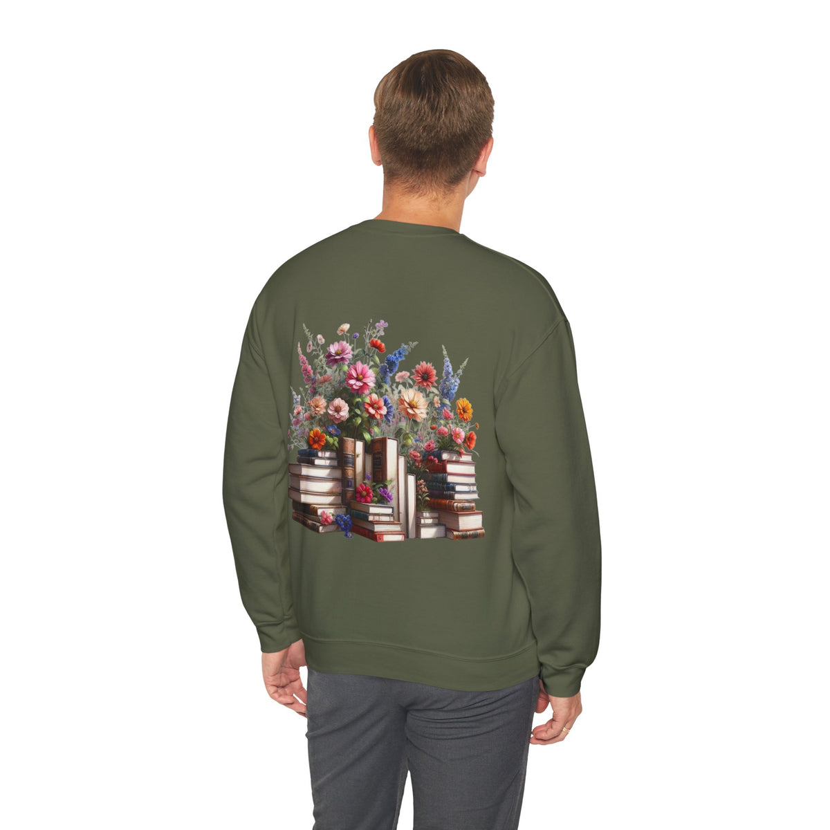 ORVIAN — Steampunk Floral Pocket Watch & Blooming Books Crewneck, Vintage Literary Unisex