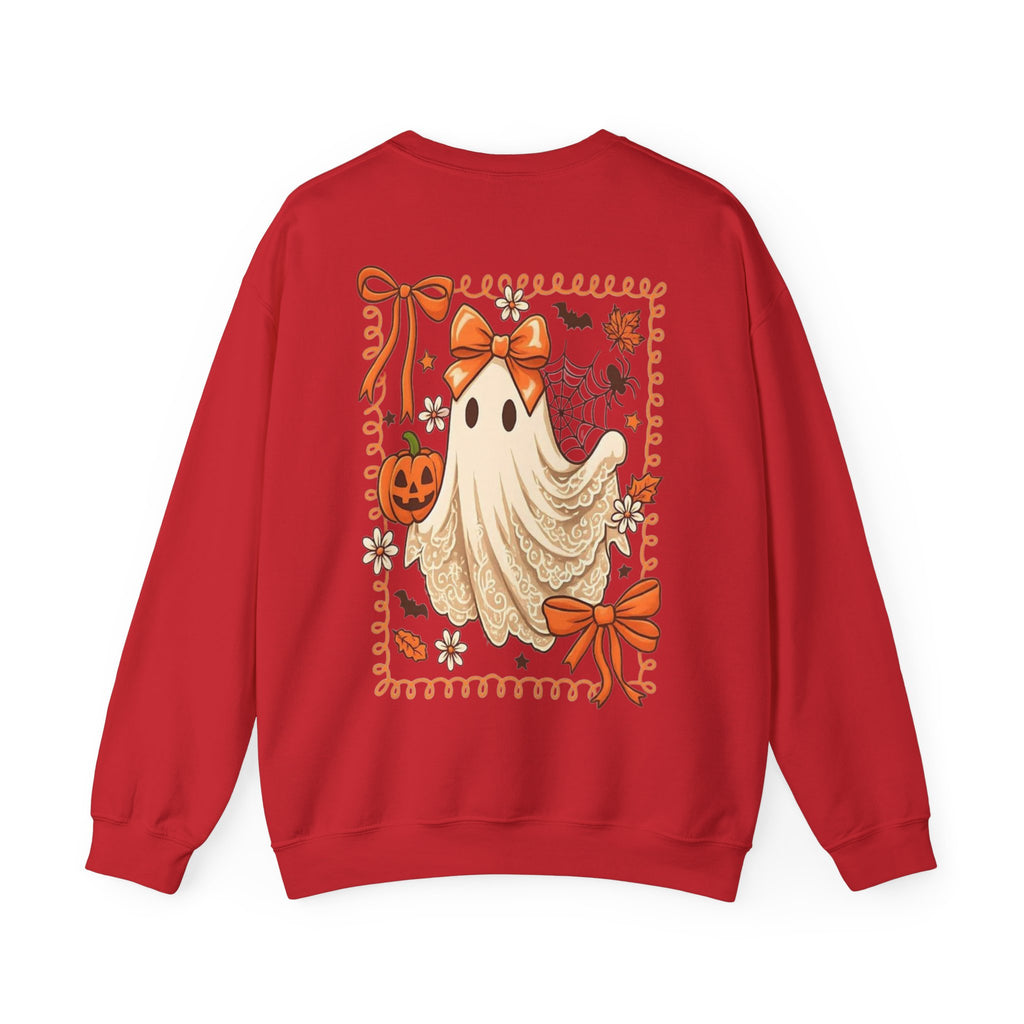 ORVIAN — Coquette Ghost & Bow Halloween Crewneck, Lace Ghost Pumpkin Unisex Sweatshirt