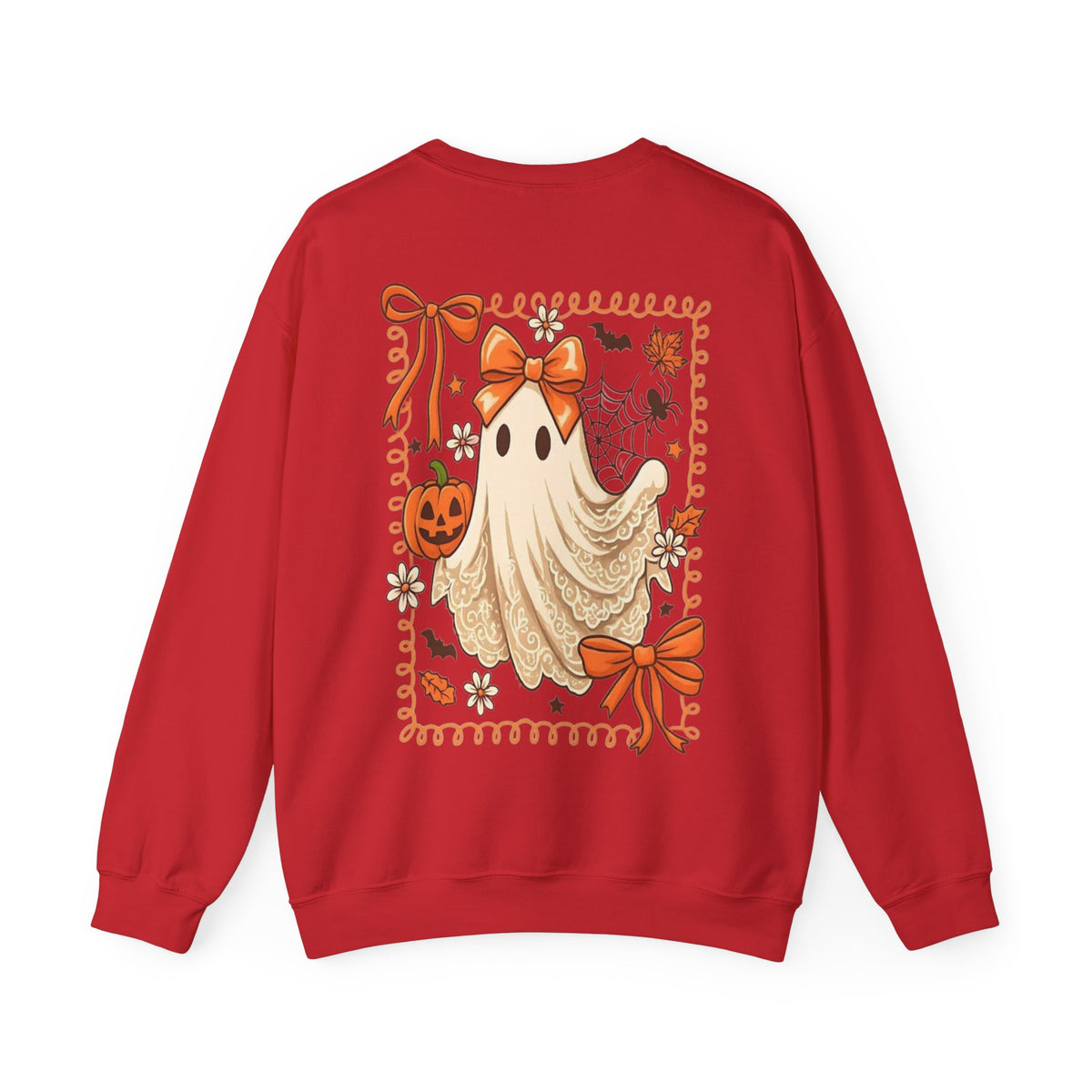 ORVIAN — Coquette Ghost & Bow Halloween Crewneck, Lace Ghost Pumpkin Unisex Sweatshirt