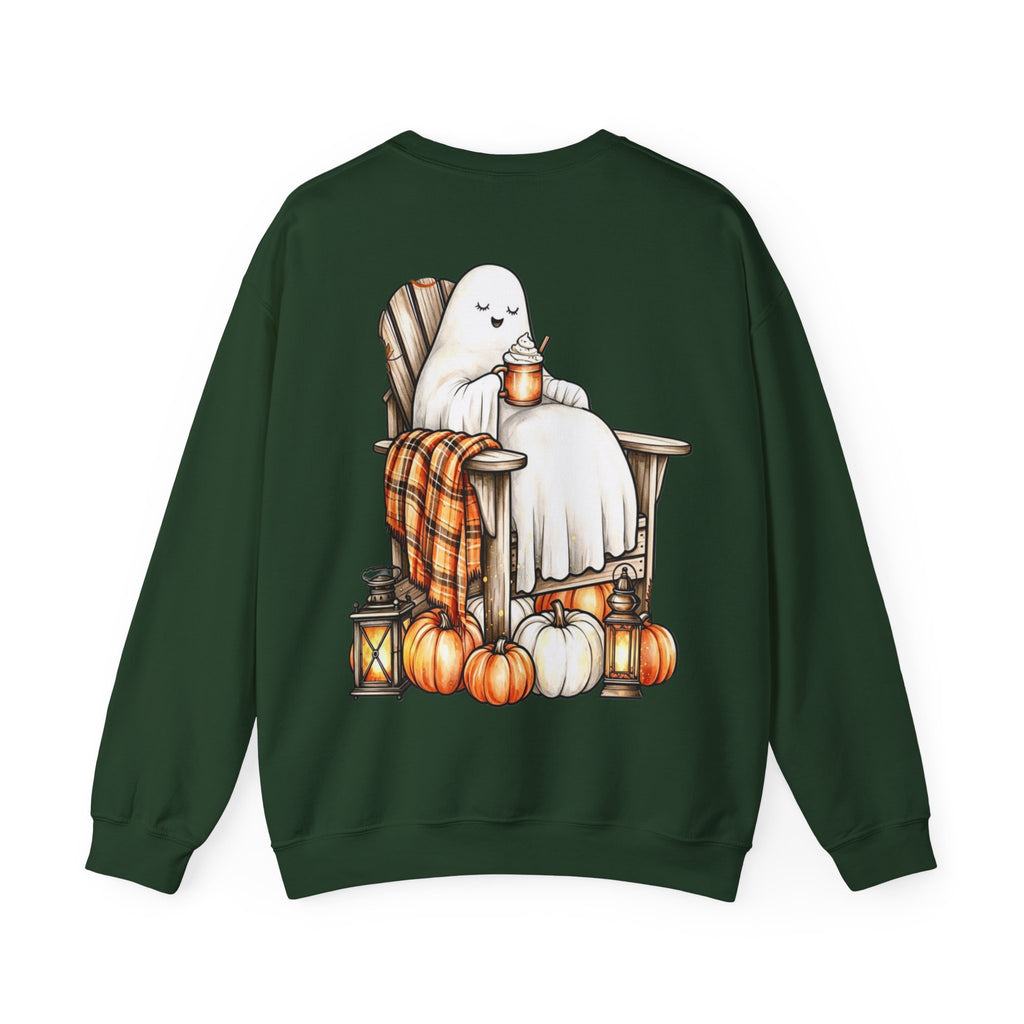 ORVIAN — Ghostly Coffee Break Coquette Bow Crewneck, Cozy Pumpkin Spice Halloween Unisex