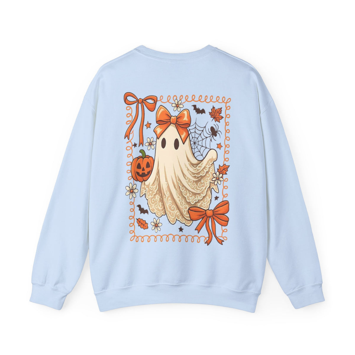 ORVIAN — Coquette Ghost & Bow Halloween Crewneck, Lace Ghost Pumpkin Unisex Sweatshirt