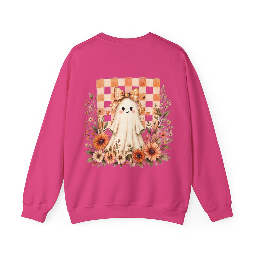 ORVIAN — Fall Kitten & Coquette Ghost Crewneck, Gingham Pumpkin Autumn Unisex Heavy Blend