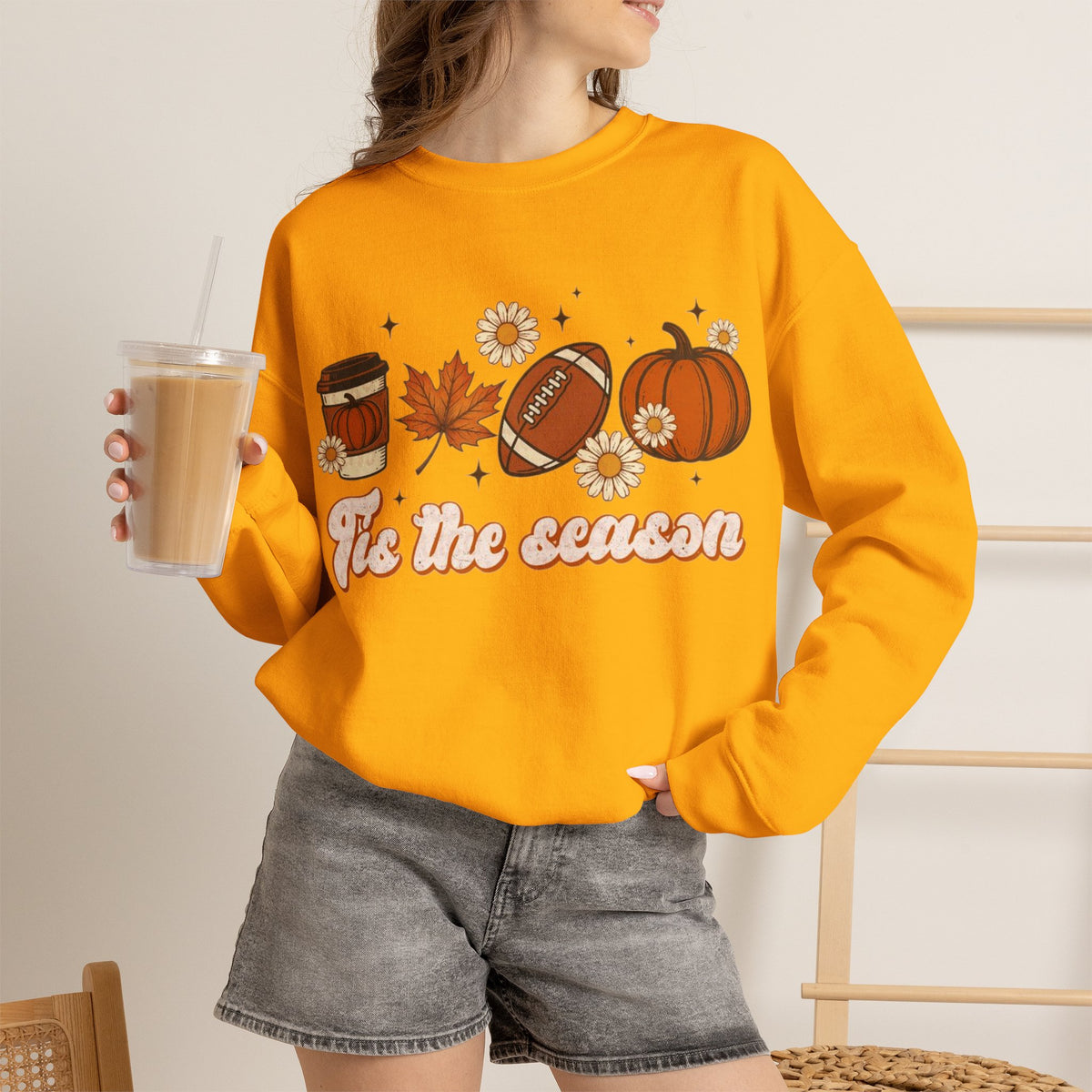 ORVIAN — ’Tis the Season Fall & Football Crewneck, Fall Sweet Fall Daisy Unisex Heavy Blend