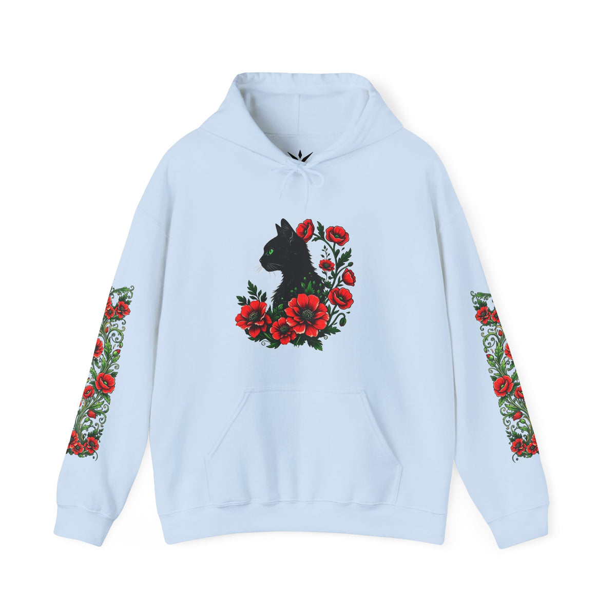 ORVIAN — Black Cat & Red Poppies Unisex Heavy Blend Hoodie