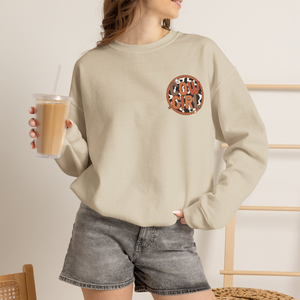 ORVIAN — Cowgirl “If I'm the Problem” Western Crewneck, Longhorn Skull Unisex Heavy Blend