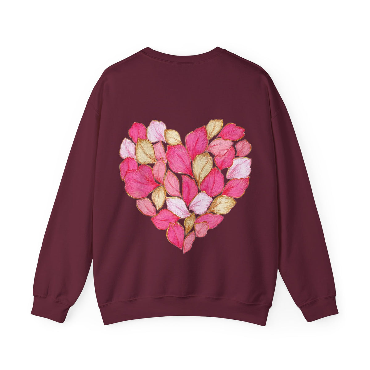 ORVIAN — Floral Rose Heart Crewneck, Romantic Pink Flower Valentine Sweatshirt, Unisex Heavy Blend