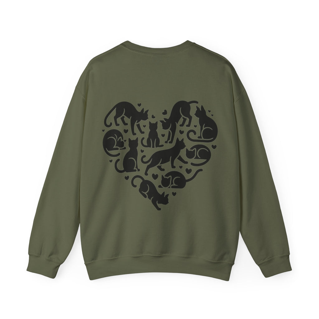 ORVIAN — LOVE Cat Silhouette & Heart-Shaped Cats Crewneck, Cat Lover Unisex Heavy Blend