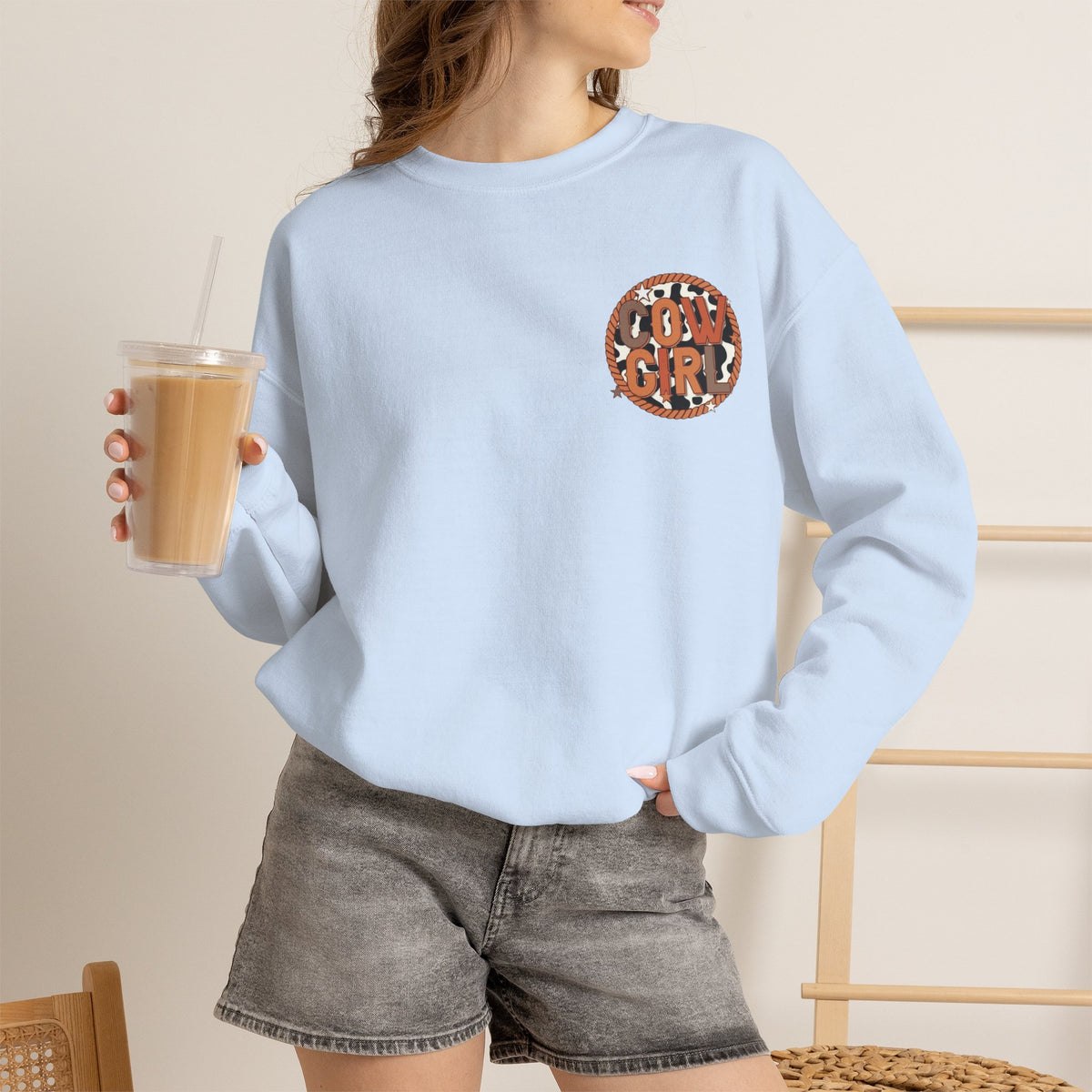 ORVIAN — Cowgirl “If I'm the Problem” Western Crewneck, Longhorn Skull Unisex Heavy Blend