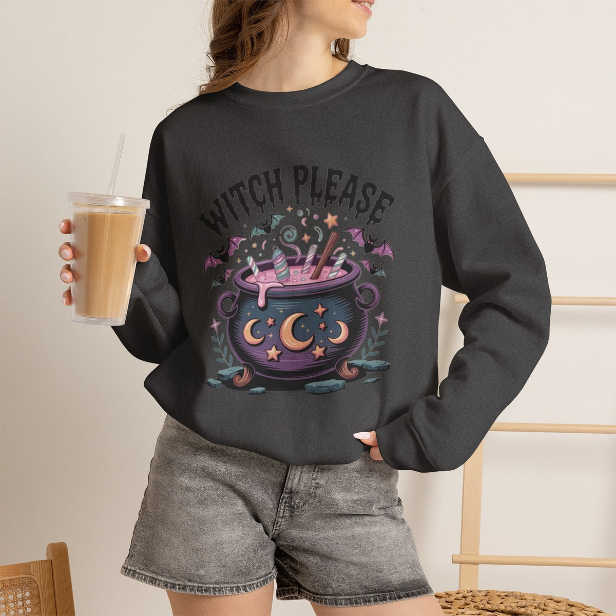 ORVIAN — Witch Please & I'm Just a Housewife Witch Crewneck, Magical Cauldron Unisex Heavy Blend