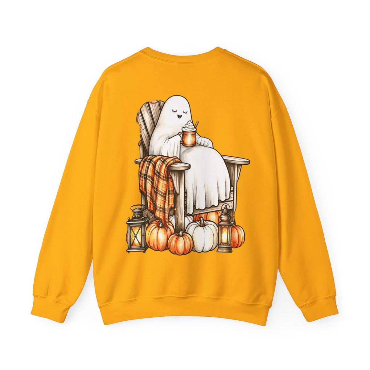 ORVIAN — Ghostly Coffee Break Coquette Bow Crewneck, Cozy Pumpkin Spice Halloween Unisex