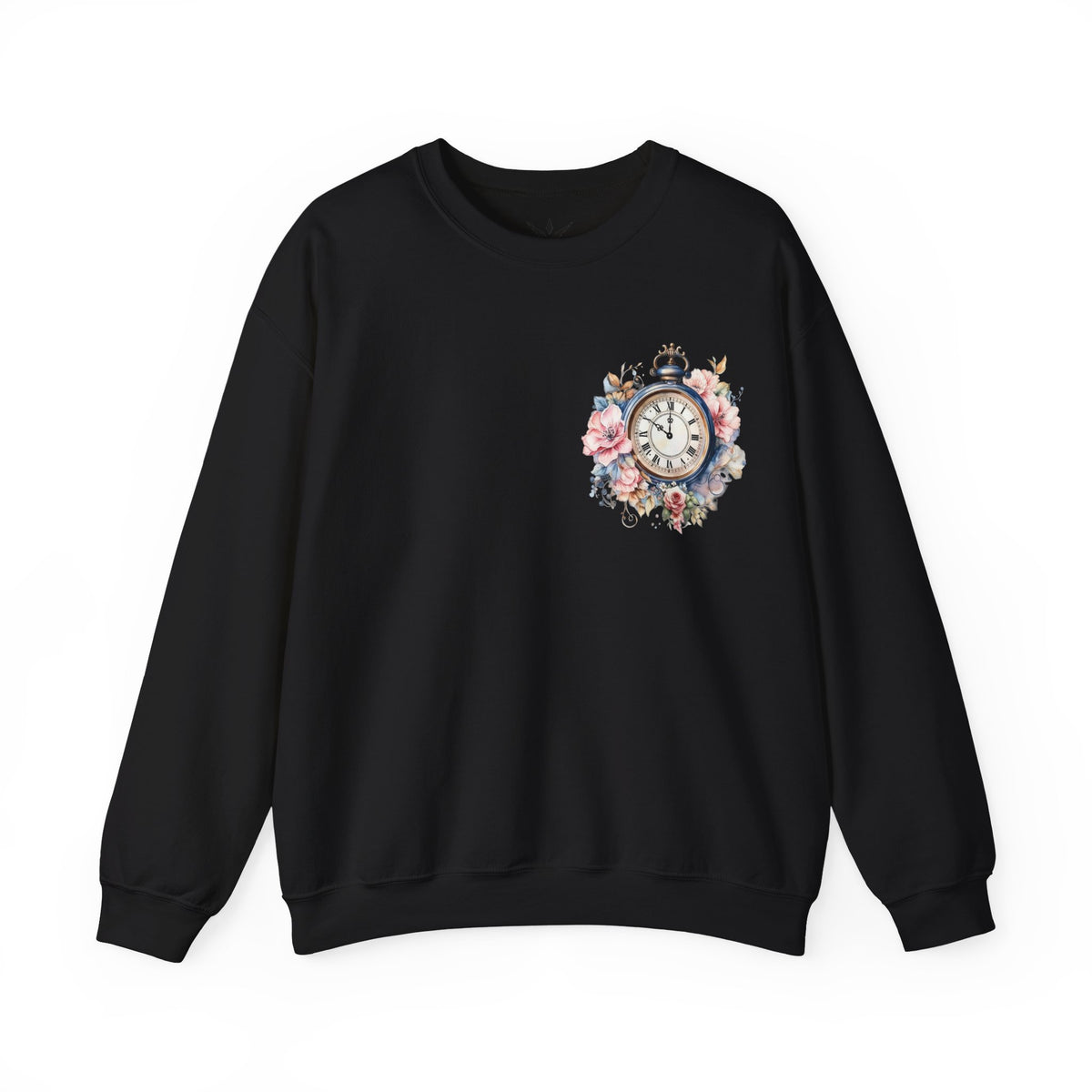 ORVIAN — Blue Watercolor Floral Book Crewneck, Open Book Wildflower Literary Unisex Heavy Blend
