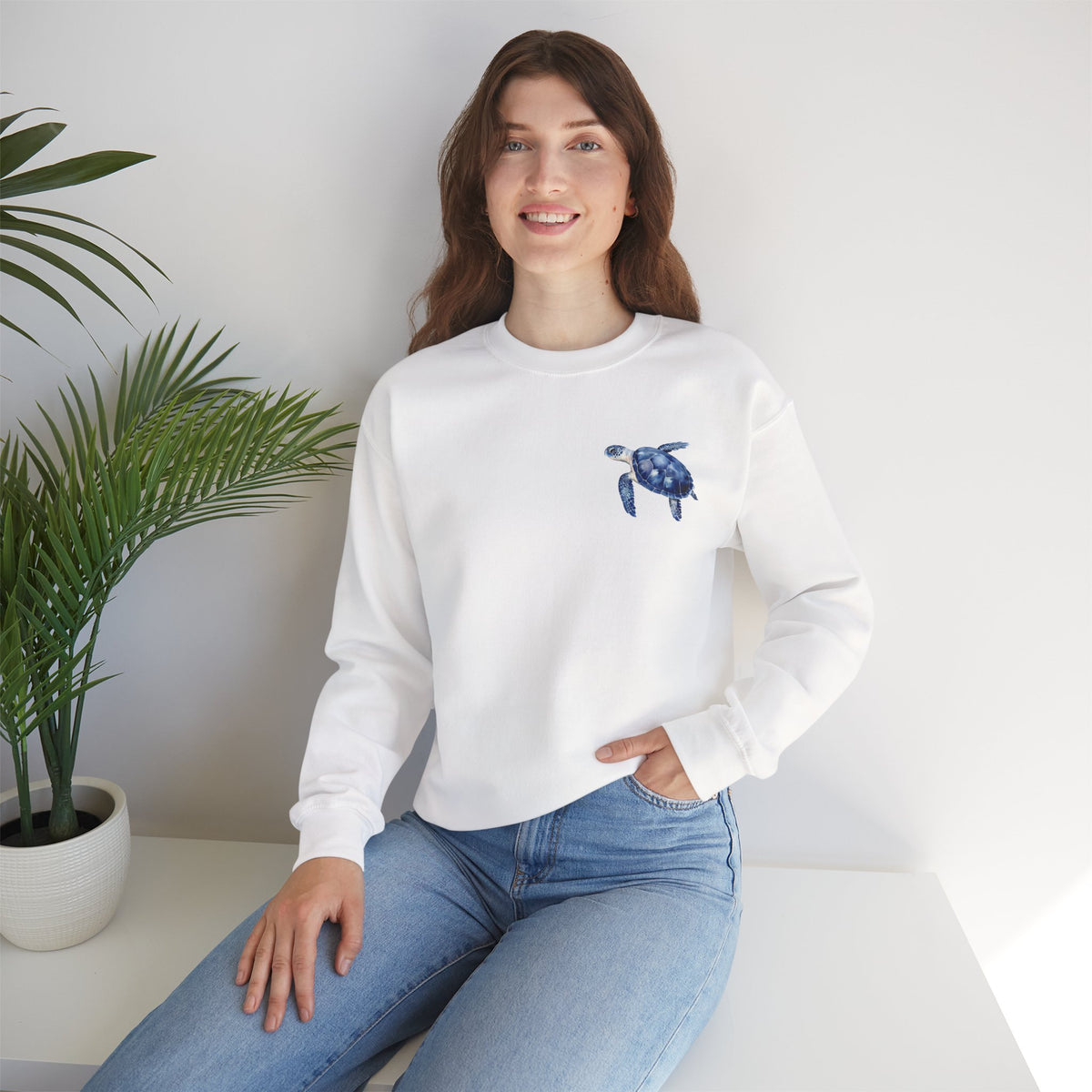 ORVIAN — Sea Turtle & Seashell Starfish Crewneck, Coastal Ocean Nautical Unisex Heavy Blend