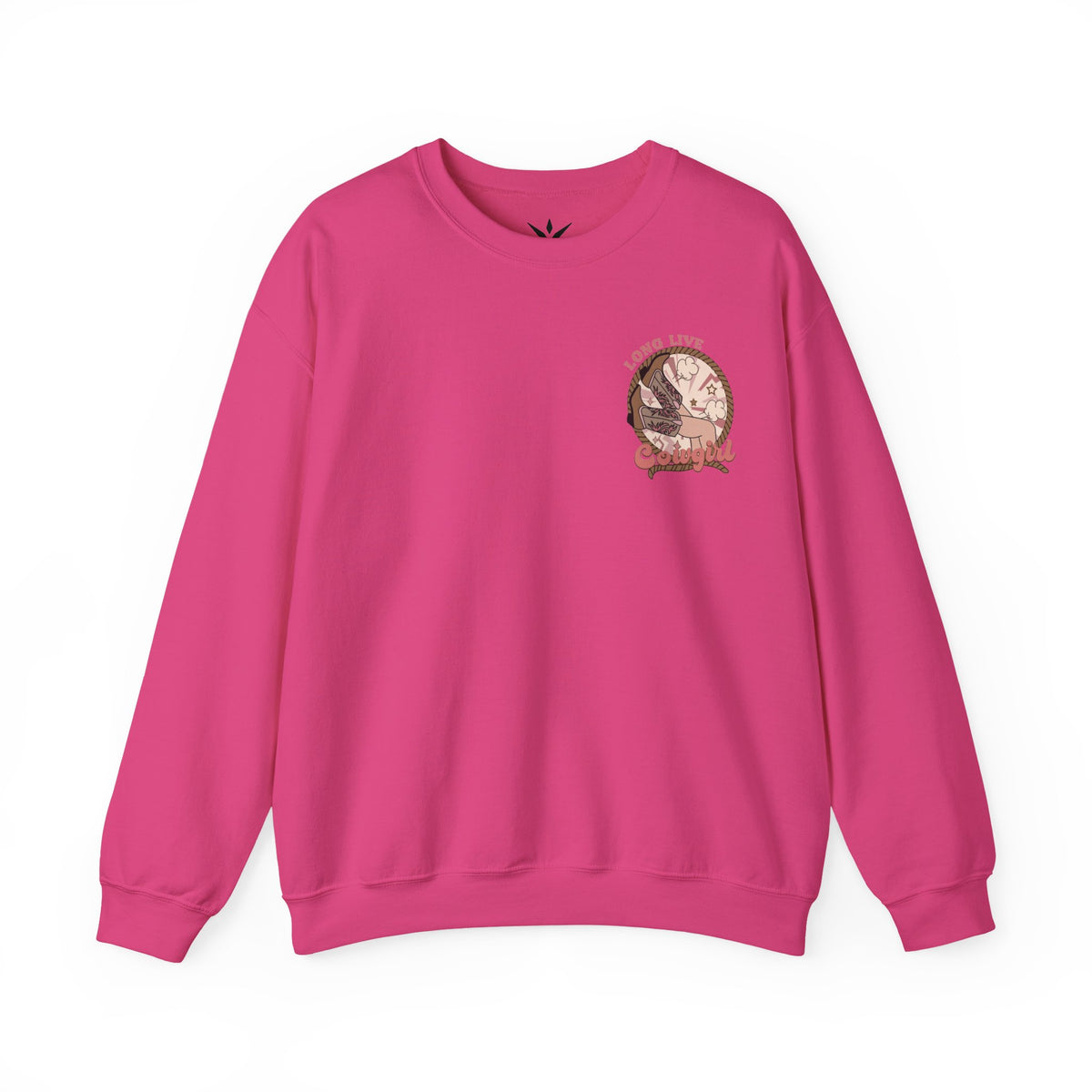 ORVIAN — Howdy Cowgirls Western Crewneck, Leopard Lightning Bolt & Cowgirl Boots Unisex Heavy Blend