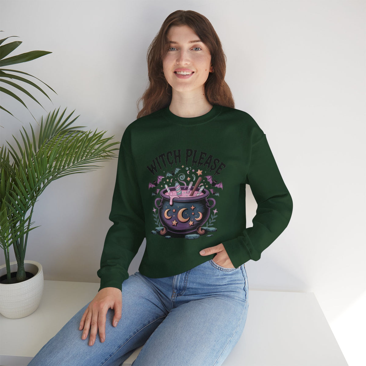ORVIAN — Witch Please & I'm Just a Housewife Witch Crewneck, Magical Cauldron Unisex Heavy Blend